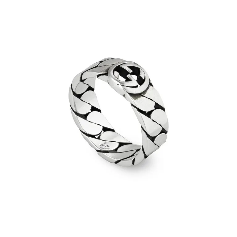 GUCCI INTERLOCKING G RING 6MM S GOURMETTE DETAIL SILVER YBC661513001_01