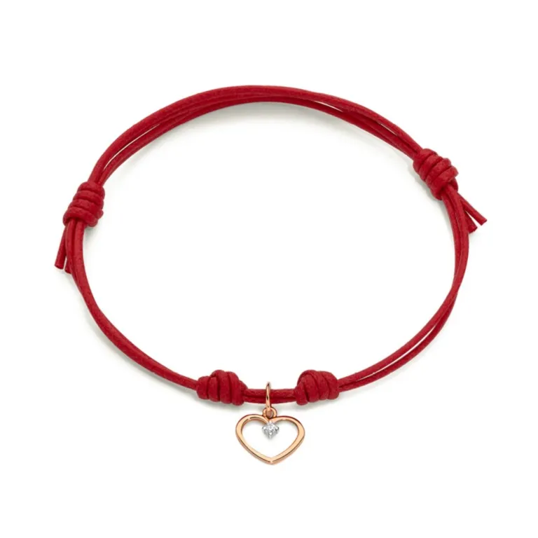 Marco Gerbella Orafi bracciale cordino rosso Cuore diamante CF1-1R