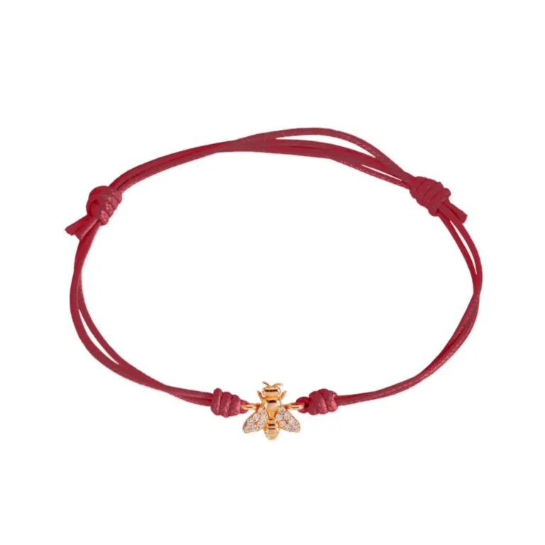 Marco Gerbella Orafi bracciale cordino rosso con ape e diamanti bianchi AP-BK-12-1R bordeaux