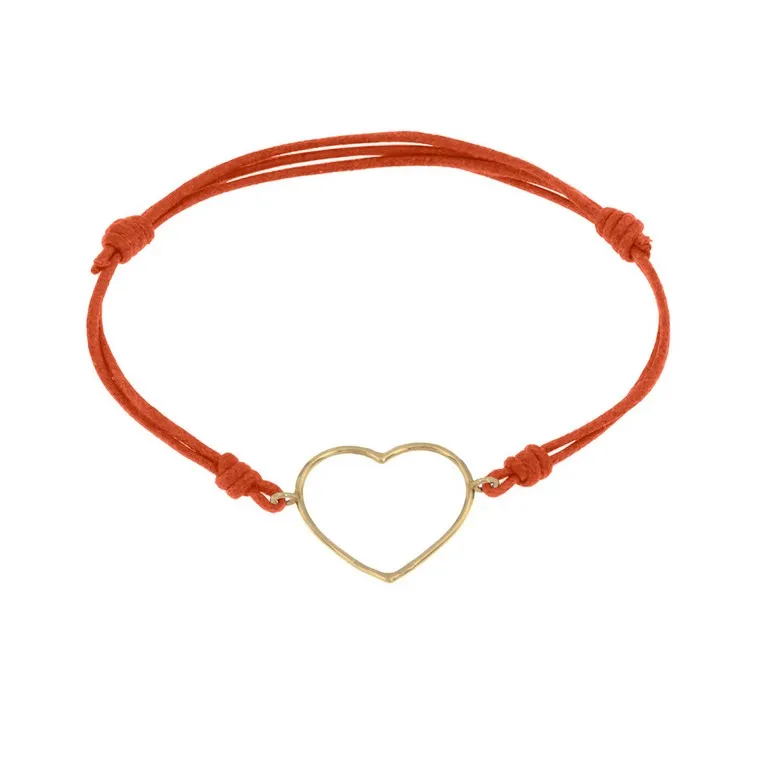 Marco Gerbella Orafi bracciale cordino rosso con cuore grande a filo CF-BK-15-XG