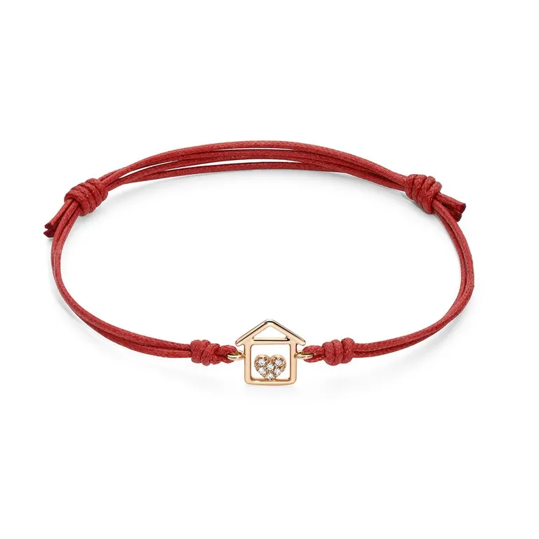 Marco Gerbella Orafi bracciale cordino casa piccola cuore diamanti CA-BK-31-1R