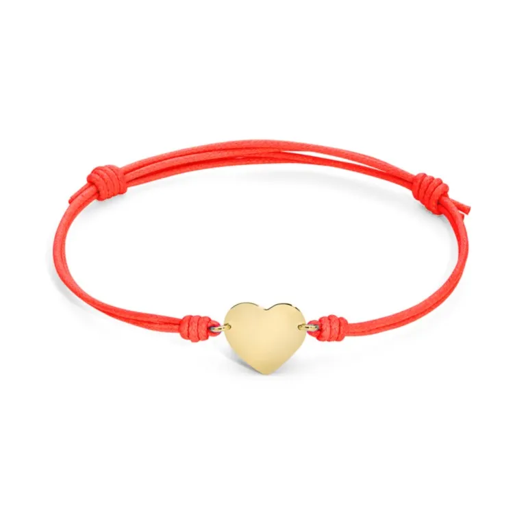 Marco Gerbella Orafi Bracciale cordino rosso con cuore a lastra CL-BK-41-XG