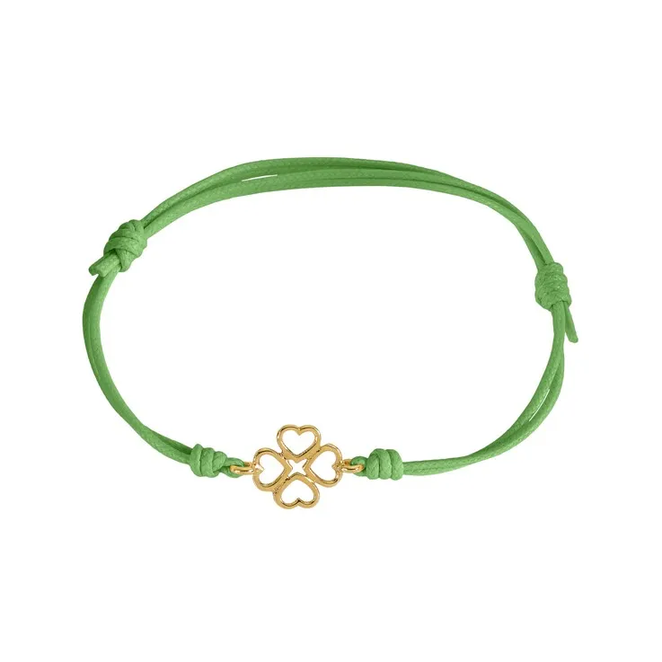 MARCO GERBELLA ORAFI Bracciale cordino verde e quadrifoglio CQ-BK-12-XG