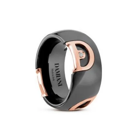 Damiani anello D.Icon ceramica nera e oro rosa