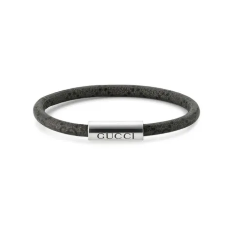 Gucci bracciale Trademark Silver & Black GG Supreme YBA797156002