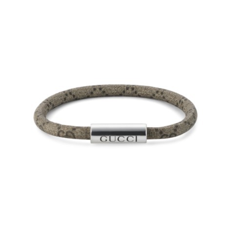 Gucci bracciale Trademark Silver & Beige GG Supreme YBA797156001