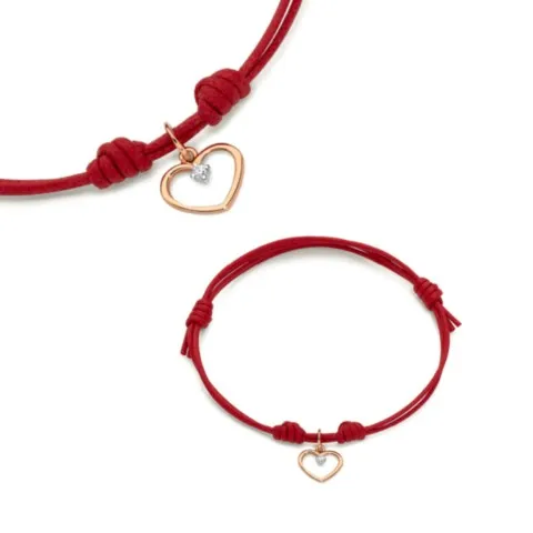 Marco Gerbella Orafi bracciale cordino rosso Cuore diamante CF1-1R_02